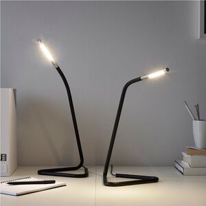 IKEA - Set of TWO Harte Black/Silver Color Folding LED Desk Work Lamps